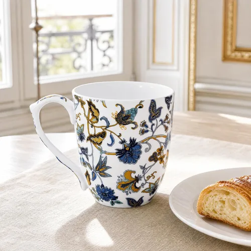 Miniatura 5 de Taza de café floral de porcelana de hueso de 14 onzas con asa, elegante taza de café, té, regalos de cumpleaños de Navidad para mujeres, hombres