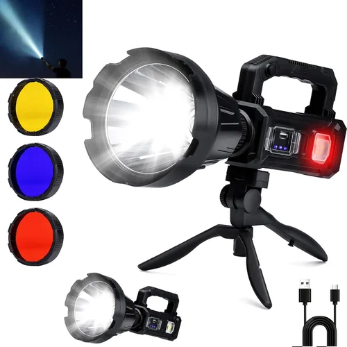 Miniatura 8 de Foco Solar Recargable de 3,000,000 Lúmenes de Alto Brillo, Focos LED Súper Brillantes para Exteriores, Linterna de Mano de Largo Alcance con 6