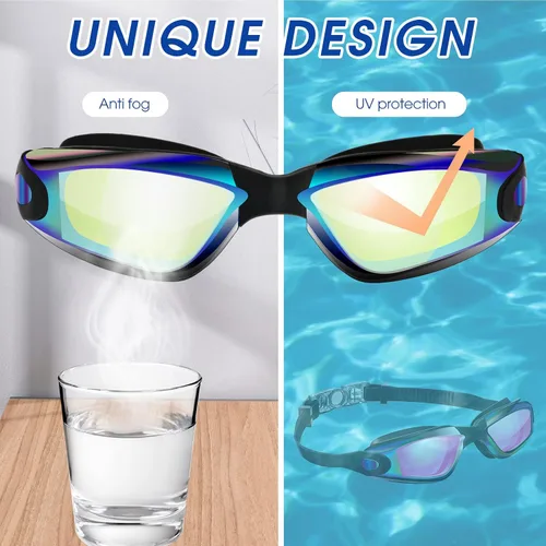 Miniatura 4 de Treela 10 gafas de piscina, gafas de natación, paquete múltiple, anti niebla, de silicona, sin fugas, para adultos