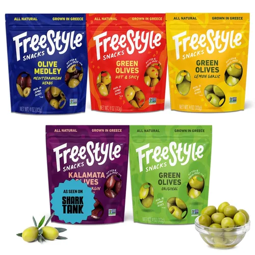 Miniatura 9 de Freestyle Snacks Paquetes de Aperitivos de Aceitunas - Como se Vio en Shark Tank - Aceitunas Kalamata y Verdes Frescas Deshuesadas, Cultivadas