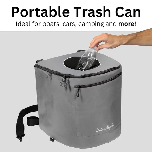 Miniatura 6 de Bote de basura portátil para navegar y acampar, duradero y plegable con contenedor interior, kayak, pesca, playa, senderismo y campamento, Gris