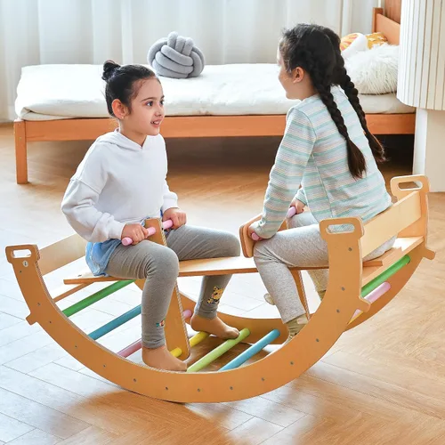 Miniatura 2 de Avenlur Bailis Ultimate 3-en-1 Juego de Juego para Niños - Tira y Afloja, Arco de Escalada y Balancín - Juguetes de Escalada Waldorf y Montessori
