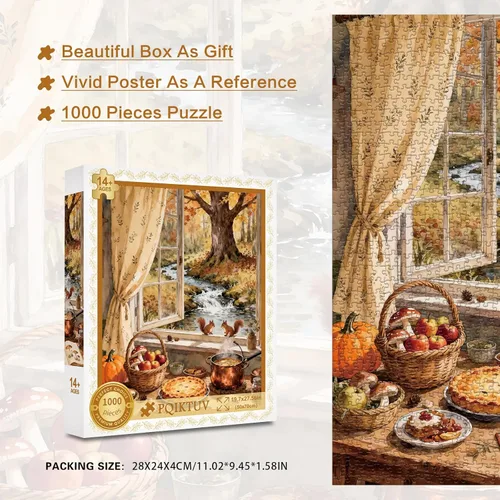 Miniatura 6 de Rompecabezas de 1000 piezas para adultos, vista de ventana, rompecabezas de paisaje natural, decoración de pared familiar, rompecabezas imposible