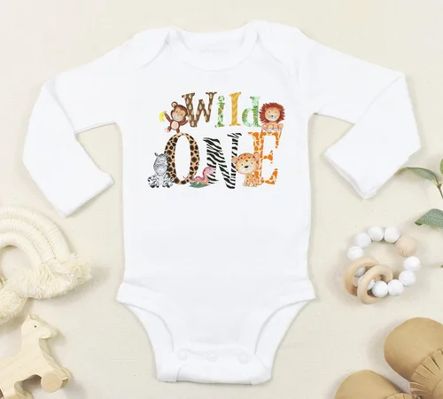 Miniatura 3 de Wild One - Traje de primer cumpleaños – Body o camisa de animales de zoológico, ropa de fiesta temática de safari para niños y niñas
