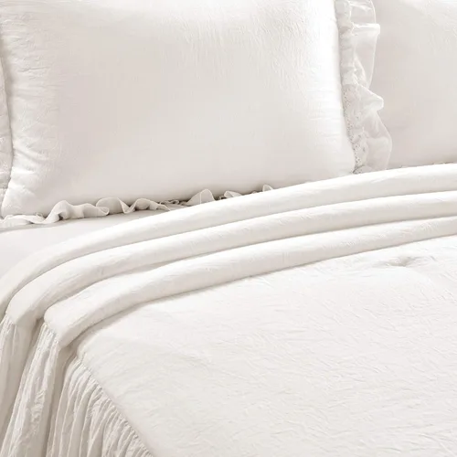 Miniatura 2 de Lush Decor Ella Colcha de Encaje con Volantes, Juego de 3 Piezas, Queen, Blanco - Bonito Juego de Cama - Ropa de Cama Queen - Ropa de Cama Blanca