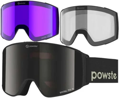 Miniatura 12 de Powster - Gafas de esquí OTG, gafas de snowboard magnéticas, lente intercambiable sin marco, protección UV, antiniebla, para patinaje móvil