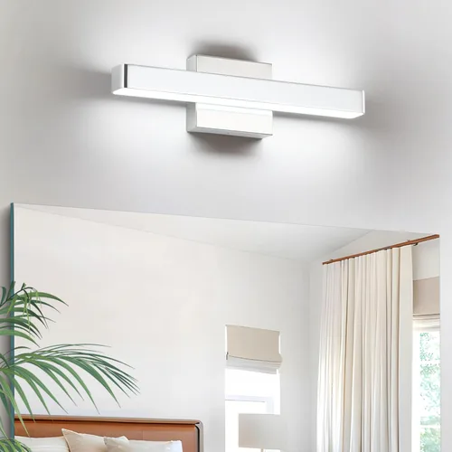 Barra de luz LED moderna para tocador de baño (16 pulgadas, blanco frío 6000 K), accesorios de iluminación de pared de baño de acrílico moderno