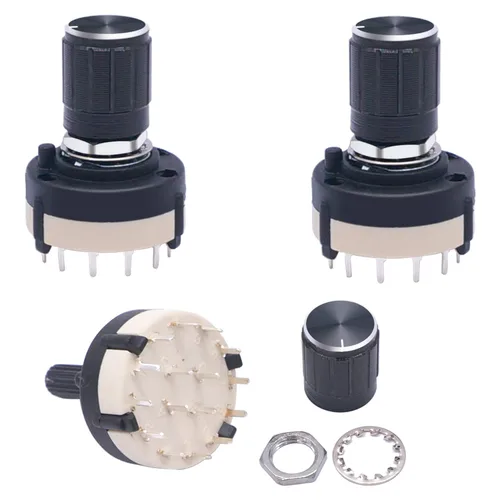 Miniatura 7 de Taiss Interruptor giratorio RS26 1P12T, interruptor de banda de canal de banda, interruptor selector giratorio de 1 polo, 12 posiciones, selector