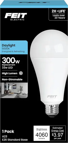 Miniatura 8 de Feit Electric Bombilla LED A21, equivalente a 200 W, no regulable, 3050 lúmenes, base estándar E26, luz diurna de 5000 K, bombilla LED de alto 5000K