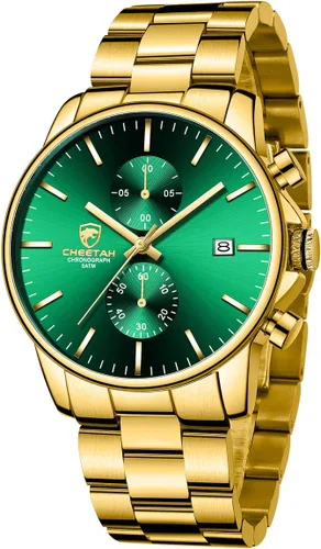 Miniatura 16 de GOLDEN HOUR Fashion Business - Relojes para hombre con cronógrafo, a prueba de agua, de acero inoxidable, reloj de cuarzo, con fecha automática