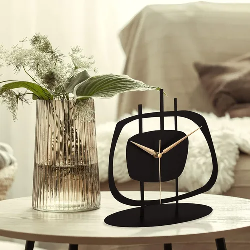 Miniatura 7 de muyika Reloj de mesa para sala de estar, oficina, mesita de noche, cocina, reloj de escritorio analógico con estante de noche silencioso