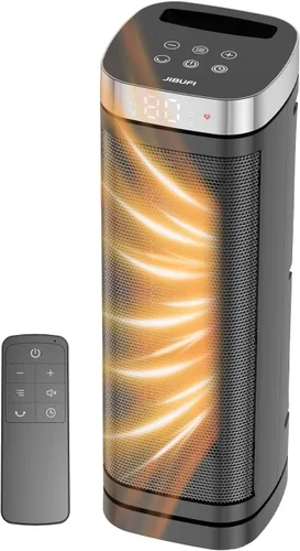 Miniatura 9 de Calentador de espacio portátil pequeño para uso en interiores, con función de rotación de 70°, calentador eléctrico JIBUFI PTC de 1500 W