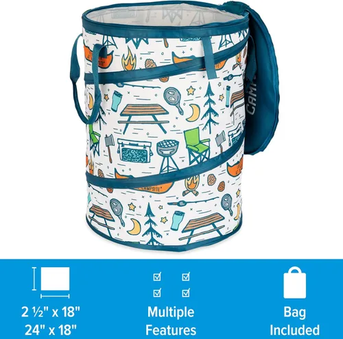 Miniatura 3 de Camco Contenedor Utilitario Desplegable – Úselo como Bote de Basura Plegable al Acampar – Contiene Bolsas de Basura de Cocina de 30 Galones – Mide 2