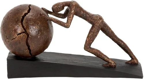 Deco 79 Polystone People - Estatua decorativa para decoración del hogar con bola, figura decorativa de 5 x 15 x 8 pulgadas, color marrón