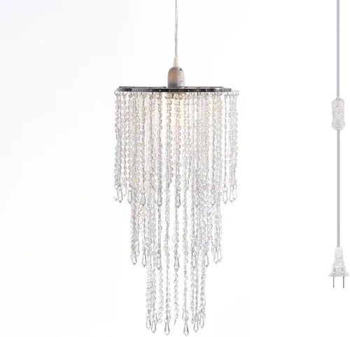 Miniatura 12 de Candelabro colgante con cuentas de acrílico iridiscente brillante, 3 niveles, 10.25 pulgadas de diámetro x 30 pulgadas de alto