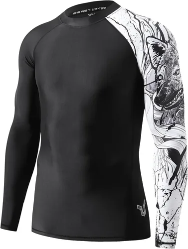 Miniatura 15 de HUGE SPORTS Camisas de baño para hombre de manga larga UPF 50+ con protección contra erupciones solares y protección UV Dividir