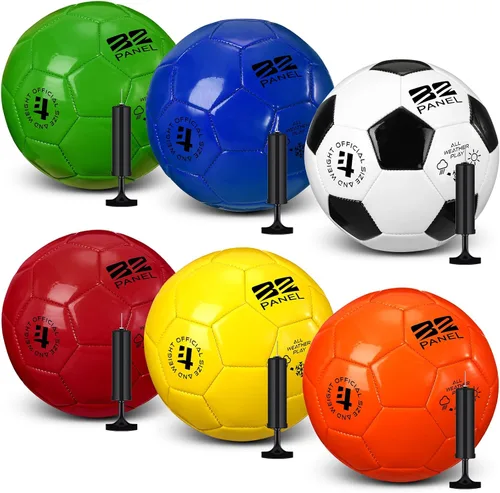 6 pelotas de fútbol con bomba de inflado, tamaño a granel, 5/4/3, pelotas de fútbol desinfladas, regalo para jóvenes y adultos, práctica de