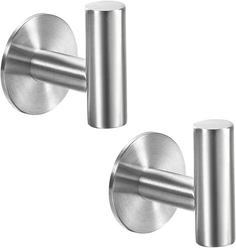 Vuzvuv Ganchos adhesivos para toallas de acero inoxidable SUS304 de níquel cepillado, resistentes al agua, gancho autoadhesivo para bata de baño,