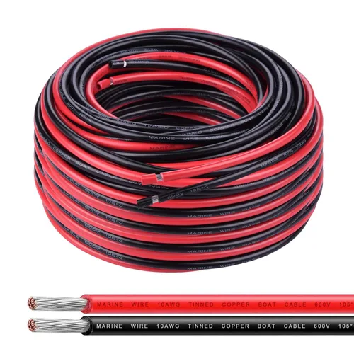 Miniatura 11 de Cable de calibre 6, iGreely 10 pies negro y 10 pies rojo 6 AWG cable eléctrico de cobre estañado, 2 cables aislados de un solo conductor trenzado