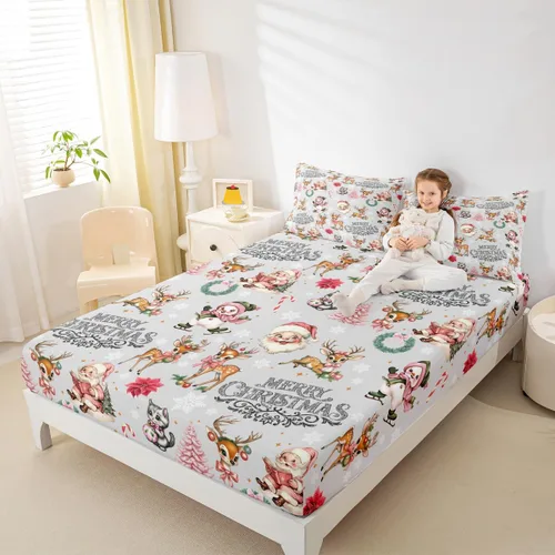 Miniatura 15 de Erosebridal Divertida sábana bajera ajustable de Halloween para niños, lindo juego de ropa de cama de calabaza fantasma, decoración de Halloween