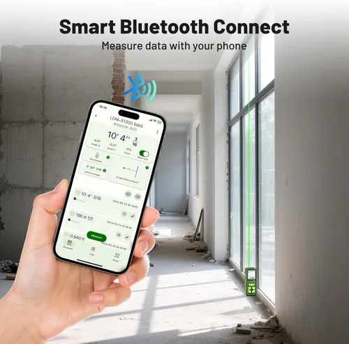 Miniatura 7 de Herramienta de Medición Láser Bluetooth Verde de 395 Pies con Sensor de Ángulo, Herramienta de Medición de Distancia Láser de Precisión de 1/16
