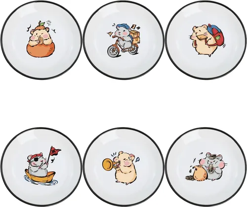 Miniatura 16 de SOCOSY Platos de cerámica súper lindos con animales de dibujos animados, platos de condimentos, pequeños tazones para alimentación de gatos, perros