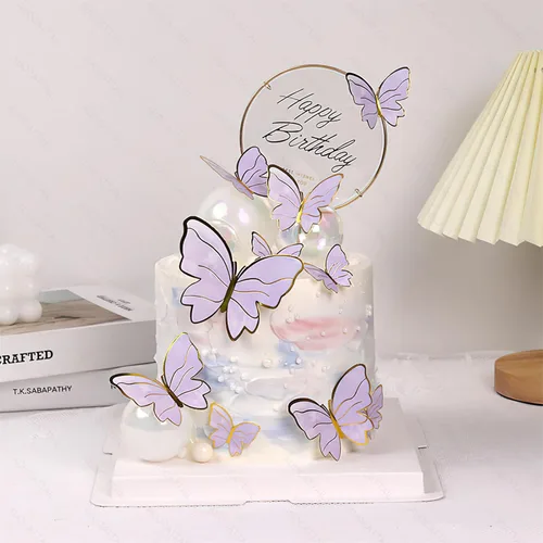 Miniatura 2 de AUOCATTAIL 20 piezas de decoración de pastel de mariposa 3D rosa y morado mariposa para niñas y mujeres, decoración de pastel de cumpleaños, boda