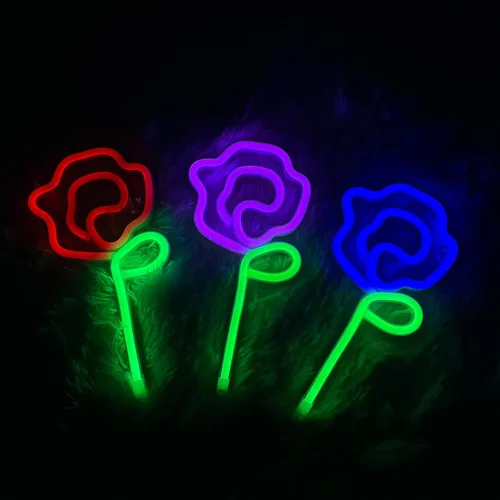 Miniatura 6 de ENUOLI Letrero de pared LED rosa neón con tallo verde para luz fría, arte de pared, decoración de dormitorio, accesorios para el hogar, fiesta