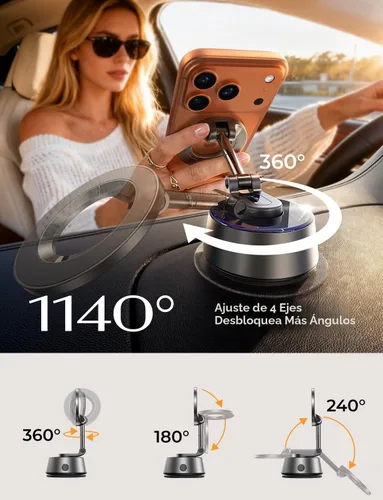 Miniatura 7 de LISEN Soporte de teléfono con succión 2026 Auto Vacuum 3.0, soporte magnético ajustable 360 para tablero de automóvil, accesorios Magsafe
