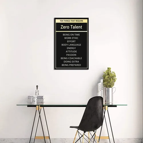 Miniatura 4 de Arte de pared inspirador – Póster de diez cosas que requieren cero talento, citas positivas, impresiones en lienzo motivacionales, decoración
