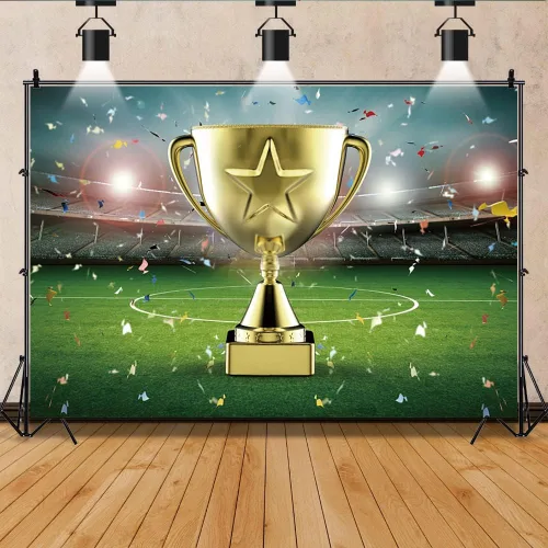 Miniatura 7 de Telón de fondo de campo de fútbol de 5 x 4 pies para fotografía, campo de fútbol americano, competición deportiva, auditorio, campo de fútbol