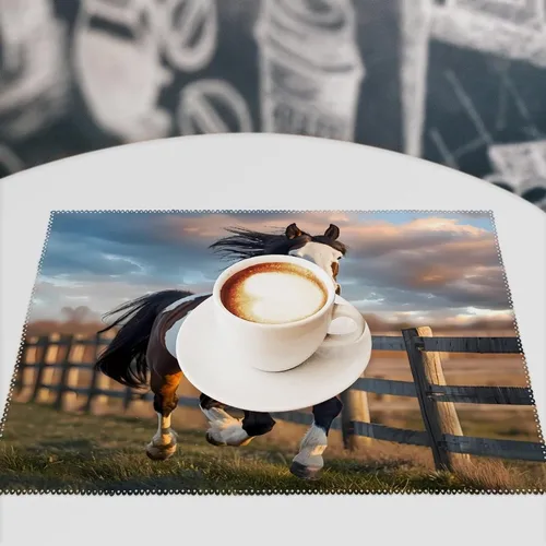 Miniatura 7 de Running in Field Wild Horses Placemats Set of 6 Resistant Table Mats Washable Place Mats for Dinner Party Table Decoration