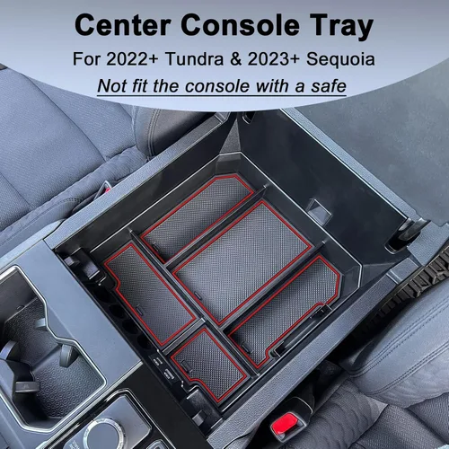 Miniatura 3 de TOPINSTALL Bandeja de consola roja de tamaño completo compatible con Toyota Tundra 2022-2026 / Sequoia Accessories 2023-2026 Bandeja de Rojo