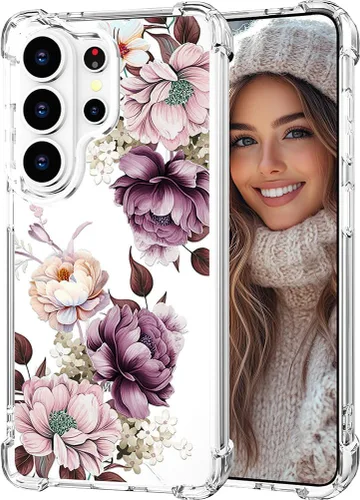 Miniatura 11 de Hungo Funda compatible con Samsung Galaxy S23 con diseño floral y bonito diseño transparente, femenino para mujeres y niñas, con hermoso clavel
