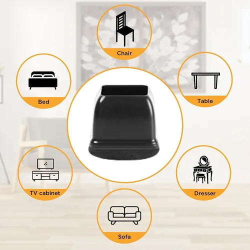 Miniatura 6 de Protectores cuadrados pequeños de silicona para patas de silla con fieltro envuelto, tapas negras para patas de muebles, antiarañazos antiruido, 16