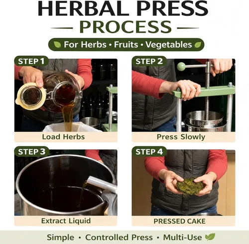 Miniatura 3 de Prensa de vino manual EJWOX verde con asa superior de 0.53 galones - Prensa de acero inoxidable para frutas y hierbas para jugo, sidra, tintura