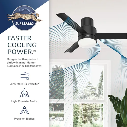Miniatura 8 de Hunter Fan Company Gilmour - Ventilador de techo casual para interiores y exteriores de 44 pulgadas, color negro mate, con kit de luz LED brillante