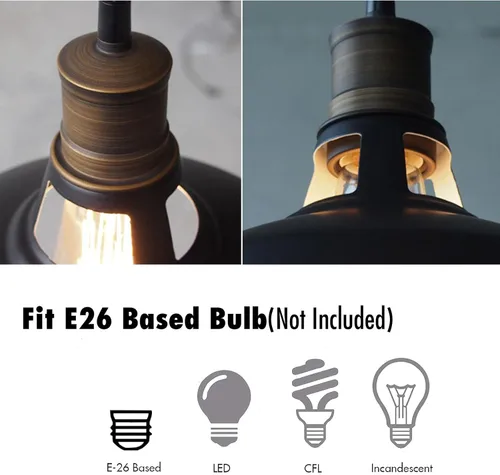 Miniatura 2 de CLAXY Lámparas colgantes enchufables Lámpara colgante ajustable con pantalla de granero negro Interruptor de encendido/apagado Lámpara colgante