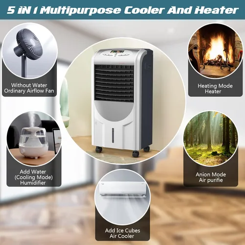 Miniatura 3 de KOTEK Enfriador de aire y calentador, enfriador de aire evaporativo portátil 5 en 1 con función de anión, temporizador de 8 horas, 3 modos y 3