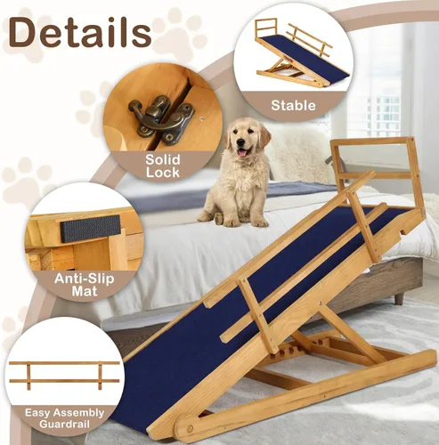 Miniatura 6 de Rampa para perros para camas, autos, sofás, escalones para perros con superficie antideslizante, rampas para perros para mascotas pequeñas