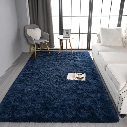 Miniatura 5 de Pettop Alfombra de Área Esponjosa Azul Marino para Dormitorio Sala de Estar, 4x6 Pies Alfombras Suaves de Felpa Mullidas y Peludas para Niñas Niños