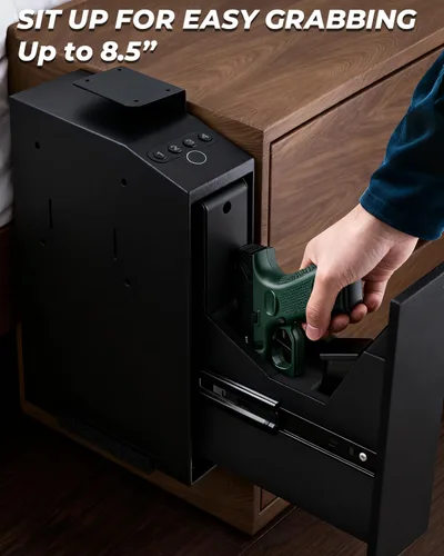 Miniatura 3 de Caja fuerte biométrica para pistola con puerta corredera automática – 0.1s de acceso rápido para pistola de seguridad para mesita de noche