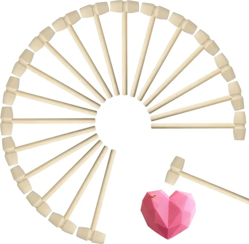 50 mini martillos de madera para chocolate rompible a granel, mazos de juguete de madera natural para niños