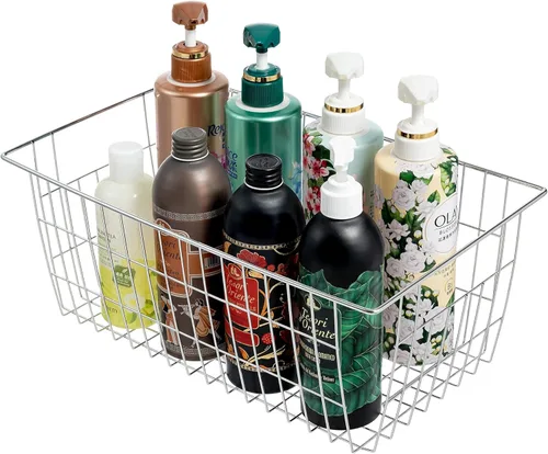Miniatura 4 de Slideep Cestas de alambre para congelador, cesta de almacenamiento con asas, almacenamiento de alimentos para armarios de cocina, despensa, armario