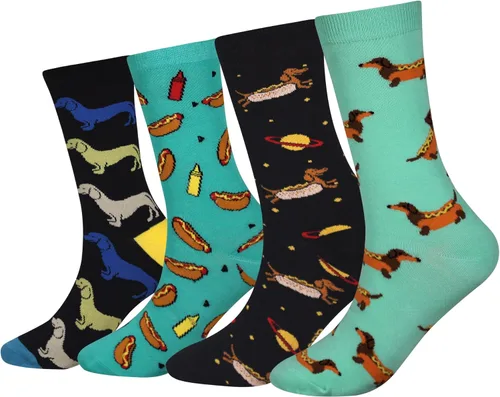 Miniatura 25 de Calcetines de caña corta casuales para hombre, de algodón, con motivo de animales, alocados y divertidos, 5 pares