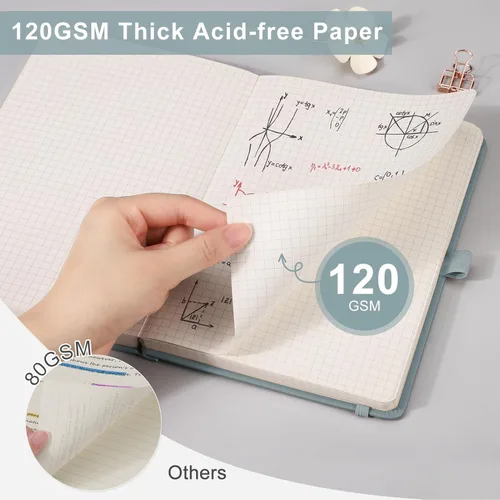 Miniatura 9 de EMSHOI - Cuaderno de papel cuadriculado, 256 páginas A5, cuaderno/diario de papel cuadriculado, cuadernos de cuadrícula cuadrada para el trabajo