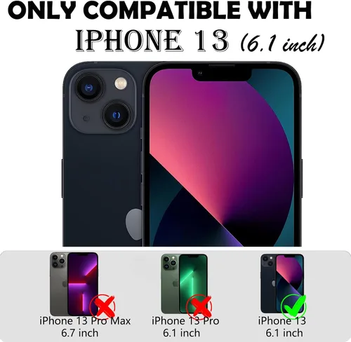 Miniatura 7 de Funda para iPhone 13 con 2 protectores de pantalla, protección contra caídas a prueba de golpes, cuerpo completo, resistente, 3 capas, militar