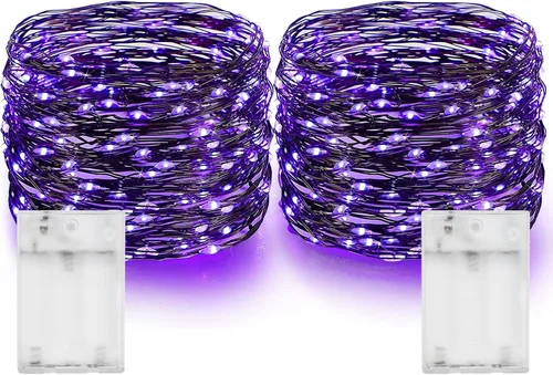 Miniatura 25 de Dazzle Bright - Guirnalda de luces de hadas de Halloween, 60 luces LED de 20 pies de alambre de cobre a batería y resistente al agua, decoraciones