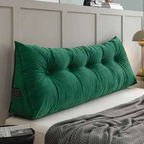 Miniatura 9 de Almohada de pared triangular con botones copetudos, cojín de apoyo de lectura, almohada de cama de lectura suave, color sólido, soporte para cuello