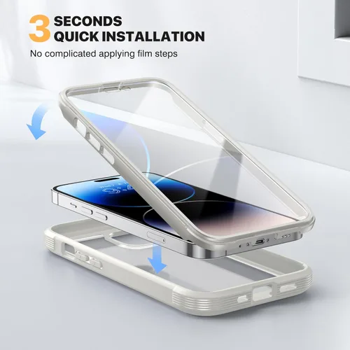Miniatura 75 de Diaclara Funda diseñada para iPhone 16, mejorada [protección completa de la cámara], carcasa resistente de cuerpo completo con protector de pantalla